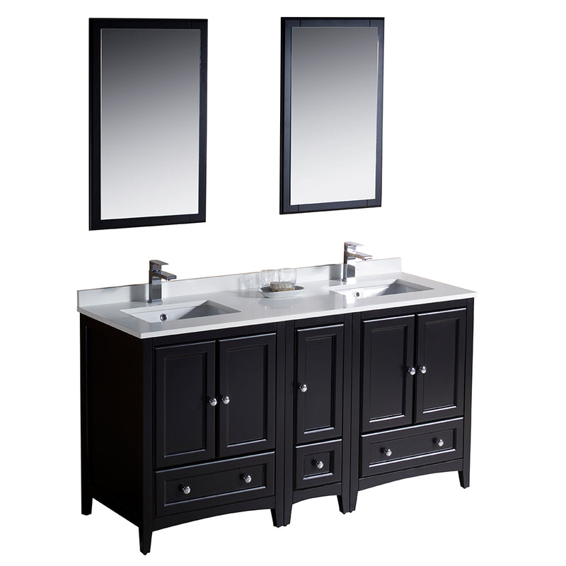 Fresca Oxford 60" Espresso Traditional Double Sink Bathroom Vanity FVN20-241224ES