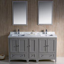 Fresca Oxford 60" Gray Traditional Double Sink Bathroom Vanity FVN20-241224GR