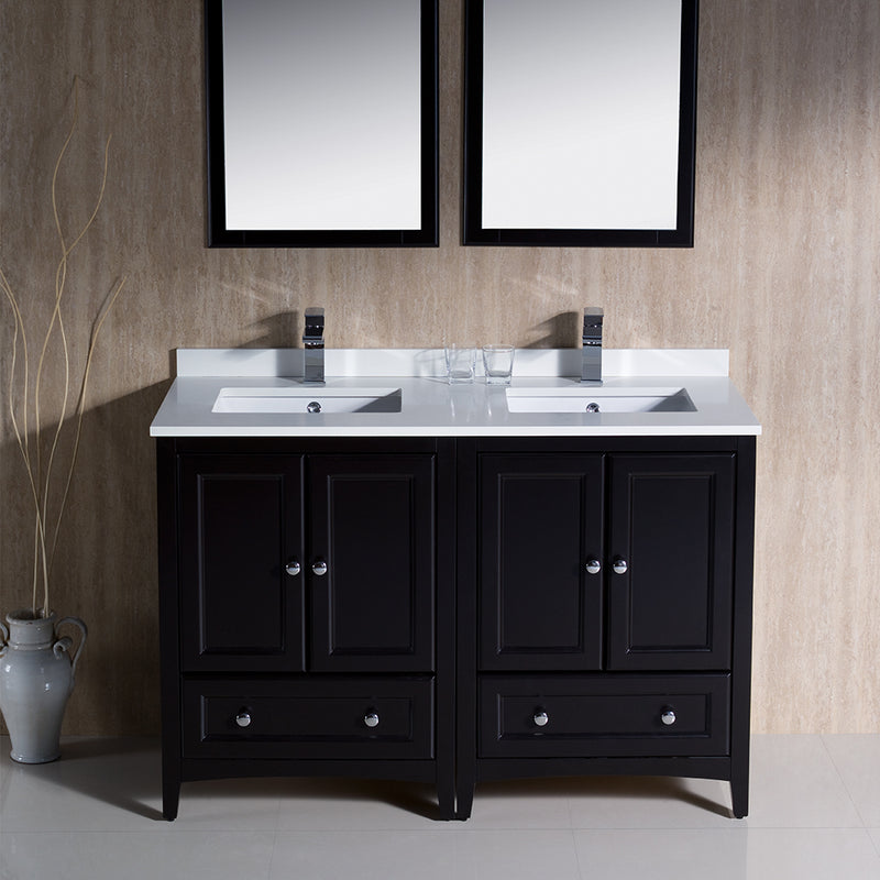 Fresca Oxford 48" Espresso Traditional Double Sink Bathroom Vanity FVN20-2424ES