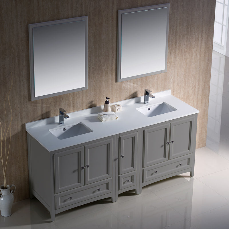 Fresca Oxford 72" Gray Traditional Double Sink Bathroom Vanity FVN20-301230GR