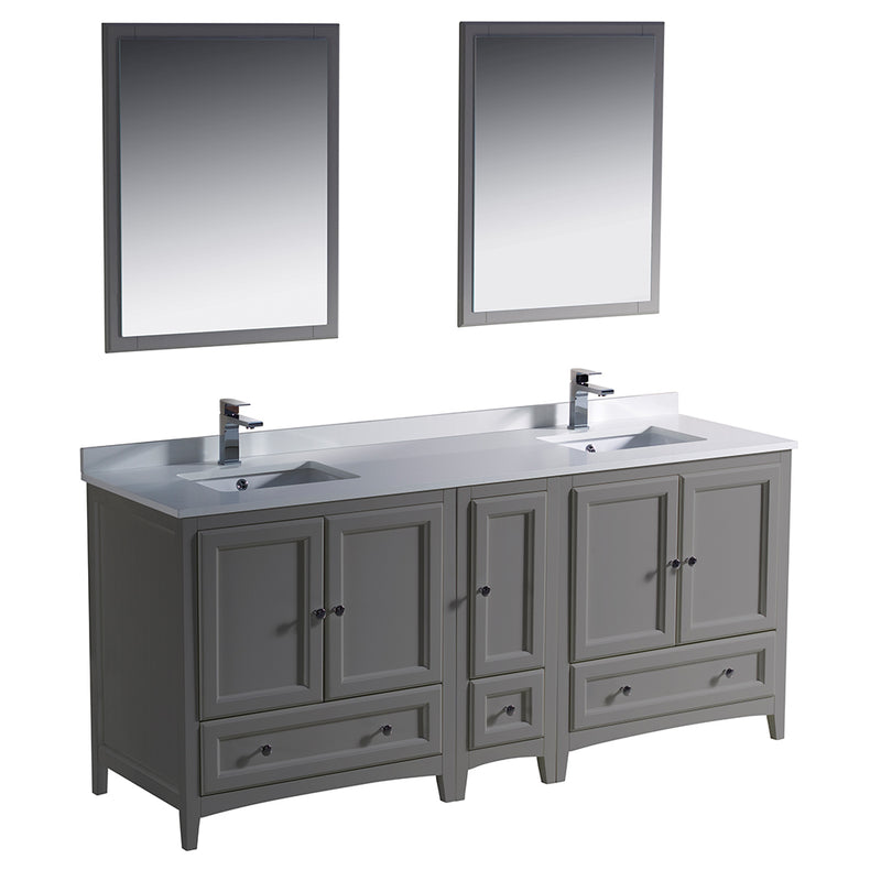 Fresca Oxford 72" Gray Traditional Double Sink Bathroom Vanity FVN20-301230GR