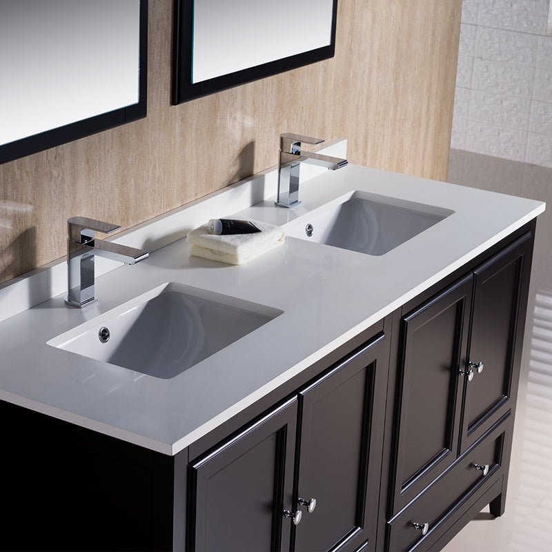 Fresca Oxford 60" Espresso Traditional Double Sink Bathroom Vanity FVN20-3030ES