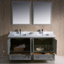 Fresca Oxford 60" Gray Traditional Double Sink Bathroom Vanity FVN20-3030GR