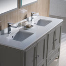 Fresca Oxford 60" Gray Traditional Double Sink Bathroom Vanity FVN20-3030GR