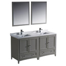 Fresca Oxford 60" Gray Traditional Double Sink Bathroom Vanity FVN20-3030GR