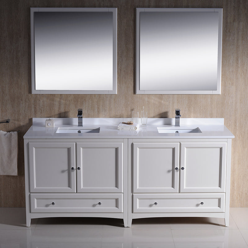 Fresca Oxford 72" Antique White Traditional Double Sink Bathroom Vanity FVN20-3636AW