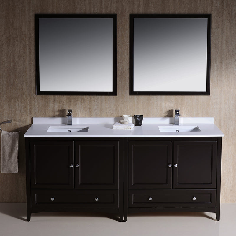 Fresca Oxford 72" Espresso Traditional Double Sink Bathroom Vanity FVN20-3636ES