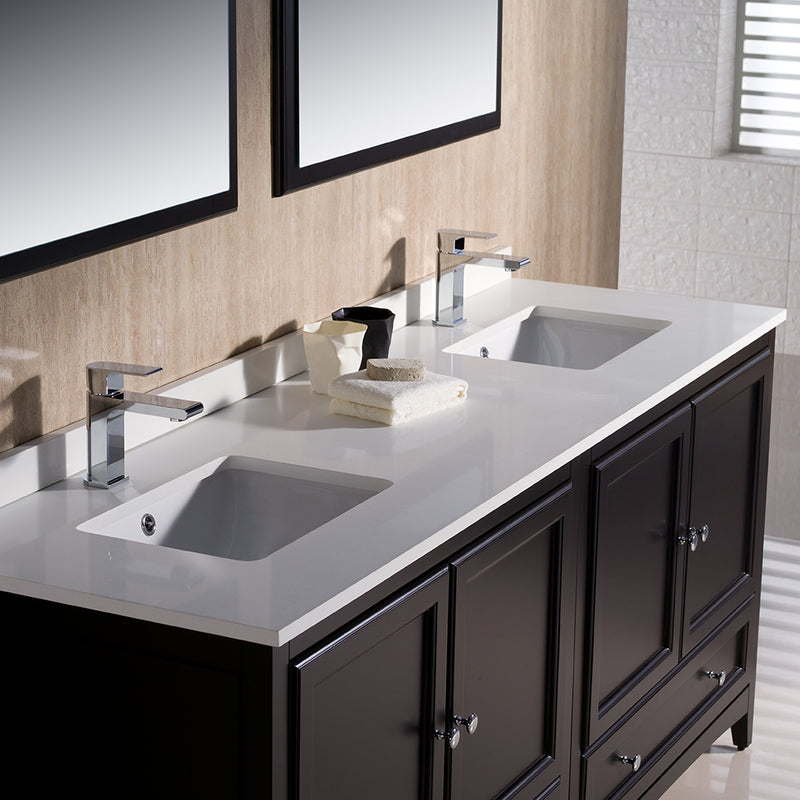 Fresca Oxford 72" Espresso Traditional Double Sink Bathroom Vanity FVN20-3636ES