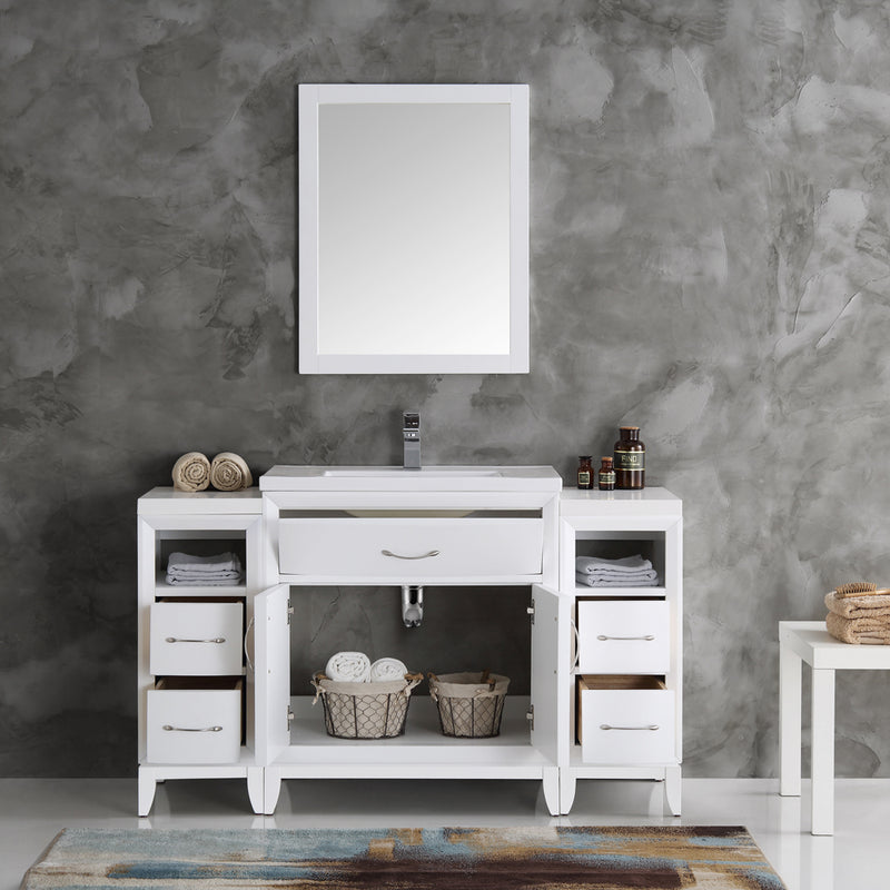 Fresca Cambridge 54" White Traditional Bathroom Vanity with Mirror FVN21-123012WH