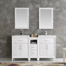 Fresca Cambridge 60" White Double Sink Traditional Bathroom Vanity with Mirrors FVN21-241224WH