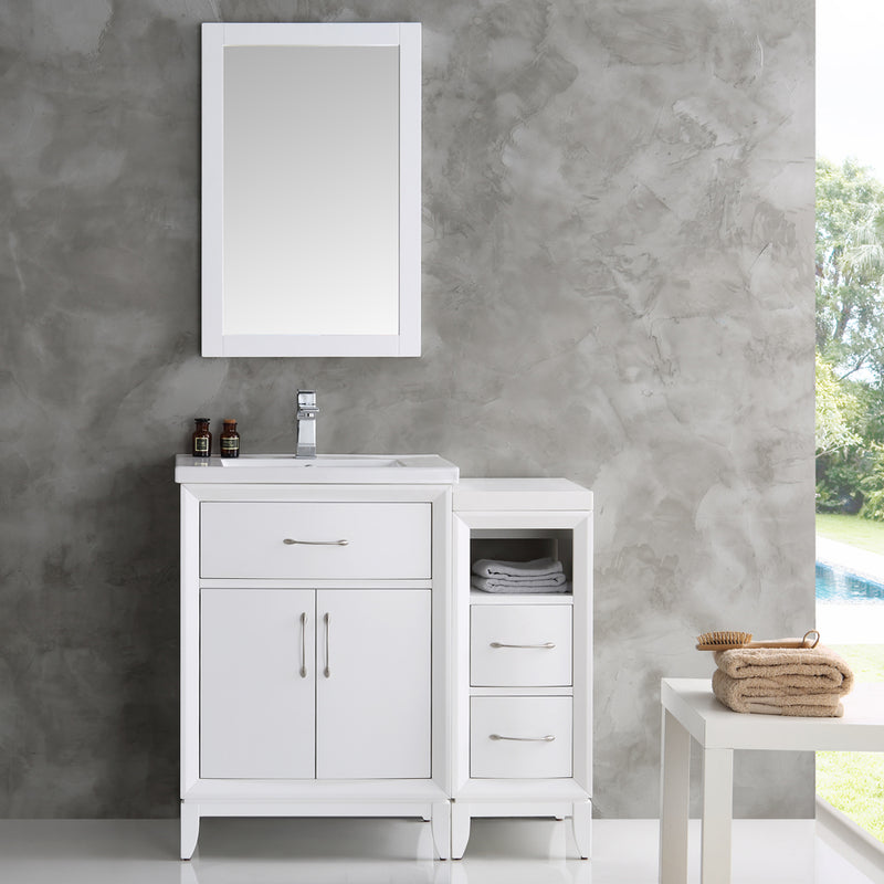 Fresca Cambridge 36" White Traditional Bathroom Vanity with Mirror FVN21-2412WH