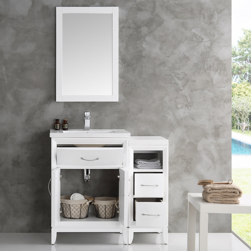 Fresca Cambridge 36" White Traditional Bathroom Vanity with Mirror FVN21-2412WH