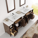 Fresca Cambridge 84" Antique Coffee Double Sink Traditional Bathroom Vanity with Mirrors FVN21-84AC