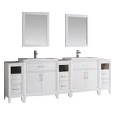 Fresca Cambridge 96" White Double Sink Traditional Bathroom Vanity w/ Mirrors FVN21-96WH