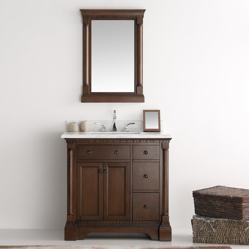 Fresca Kingston 37" Antique Coffee Traditional Bathroom Vanity with Mirror FVN2236AC