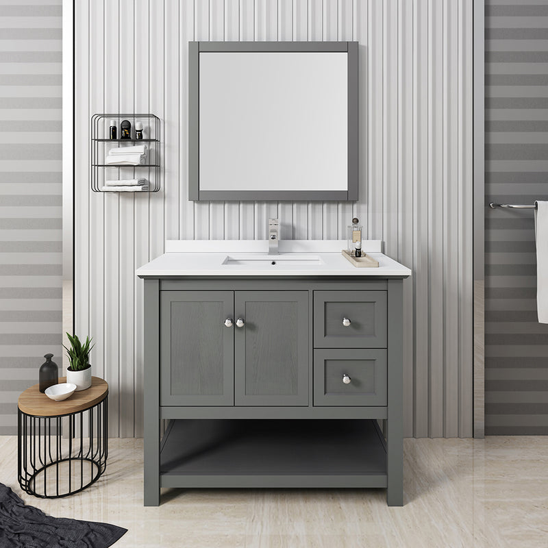 Fresca Manchester Regal 42" Gray Wood Veneer Traditional Bathroom Vanity with Mirror FVN2340VG