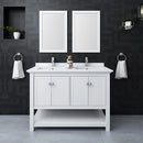 Fresca Manchester 48" White Traditional Double Sink Bathroom Vanity with Mirrors FVN2348WH-D