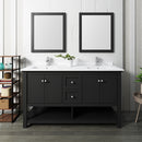 Fresca Manchester 60" Black Traditional Double Sink Bathroom Vanity with Mirrors FVN2360BL-D