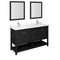 Fresca Manchester 60" Black Traditional Double Sink Bathroom Vanity w/ Mirrors FVN2360BL-D