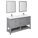 Fresca Manchester 60" Gray Traditional Double Sink Bathroom Vanity w/ Mirrors FVN2360GR-D