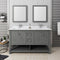 Fresca Manchester Regal 60" Gray Wood Veneer Traditional Double Sink Bathroom Vanity with Mirrors FVN2360VG-D