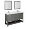 Fresca Manchester Regal 60" Gray Wood Veneer Traditional Double Sink Bathroom Vanity w/ Mirrors FVN2360VG-D