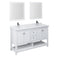 Fresca Manchester 60" White Traditional Double Sink Bathroom Vanity w/ Mirrors FVN2360WH-D