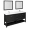 Fresca Manchester 72" Black Traditional Double Sink Bathroom Vanity w/ Mirrors FVN2372BL-D