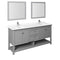 Fresca Manchester 72" Gray Traditional Double Sink Bathroom Vanity w/ Mirrors FVN2372GR-D