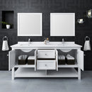 Fresca Manchester 72" White Traditional Double Sink Bathroom Vanity with Mirrors FVN2372WH-D