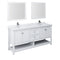 Fresca Manchester 72" White Traditional Double Sink Bathroom Vanity w/ Mirrors FVN2372WH-D