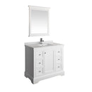 Fresca Windsor 40" Matte White Traditional Bathroom Vanity w/ Mirror FVN2440WHM