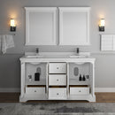 Fresca Windsor 60" Matte White Traditional Double Sink Bathroom Vanity with Mirrors FVN2460WHM
