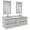 Fresca Formosa 60" Wall Hung Double Sink Modern Bathroom Vanity w/ Mirrors in Ash FVN31-241224ASH