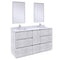 Fresca Formosa 60" Floor Standing Double Sink Modern Bathroom Vanity w/ Mirrors in Rustic White FVN31-241224RWH-FC