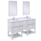 Fresca Formosa 60" Floor Standing Double Sink Modern Bathroom Vanity w/ Open Bottom & Mirrors in Rustic White FVN31-241224RWH-FS
