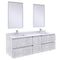 Fresca Formosa 60" Wall Hung Double Sink Modern Bathroom Vanity w/ Mirrors in Rustic White FVN31-241224RWH