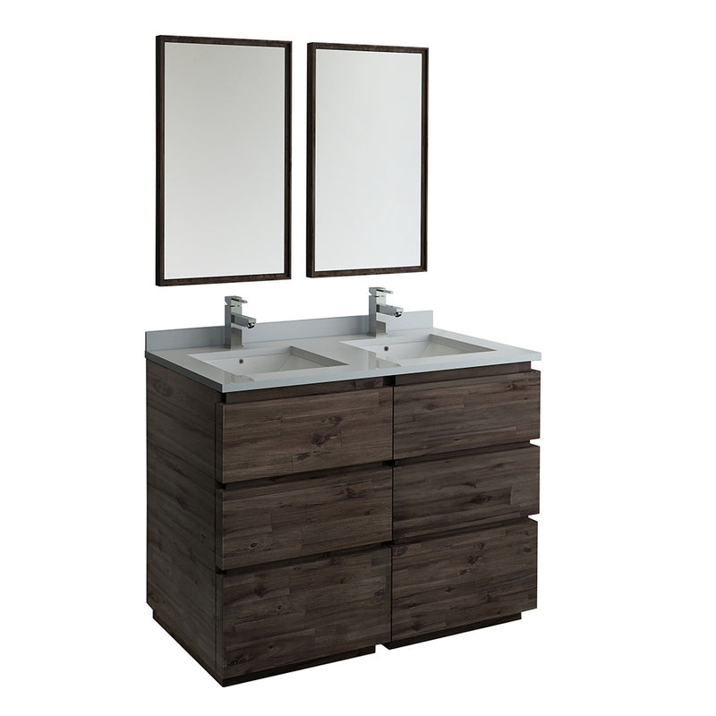 Fresca Formosa 48" Floor Standing Double Sink Modern Bathroom Vanity w/ Mirrors FVN31-2424ACA-FC