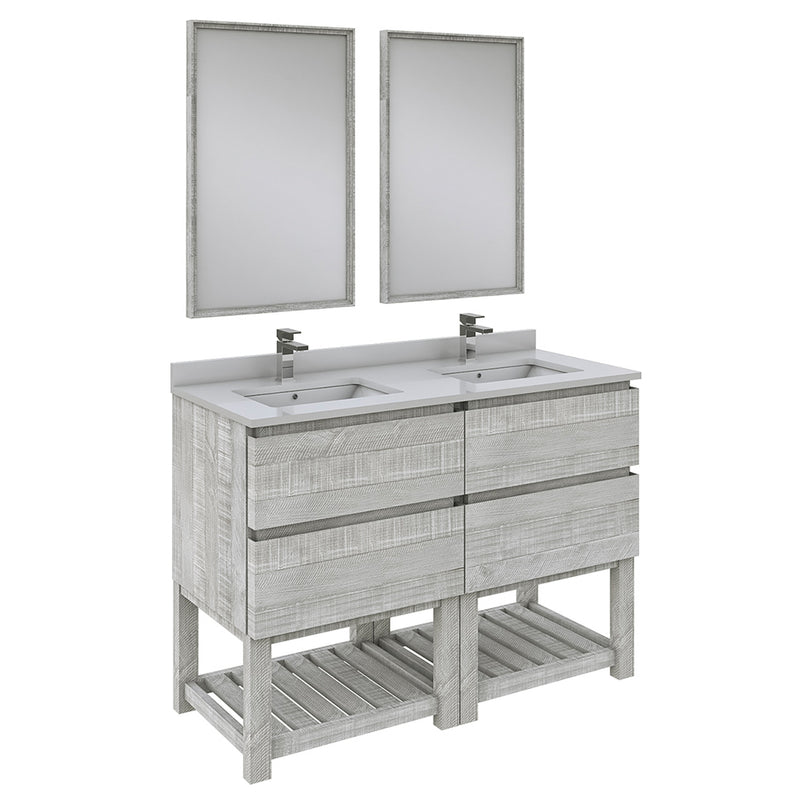 Fresca Formosa 48" Floor Standing Double Sink Modern Bathroom Vanity w/ Open Bottom & Mirrors in Ash FVN31-2424ASH-FS