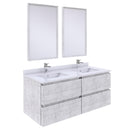 Fresca Formosa 48" Wall Hung Double Sink Modern Bathroom Vanity w/ Mirrors in Rustic White FVN31-2424RWH