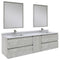 Fresca Formosa 72" Wall Hung Double Sink Modern Bathroom Vanity w/ Mirrors in Ash FVN31-301230ASH