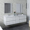 Fresca Formosa 72" Wall Hung Double Sink Modern Bathroom Vanity with Mirrors in Rustic White FVN31-301230RWH