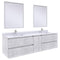 Fresca Formosa 72" Wall Hung Double Sink Modern Bathroom Vanity w/ Mirrors in Rustic White FVN31-301230RWH