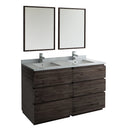 Fresca Formosa 60" Floor Standing Double Sink Modern Bathroom Vanity w/ Mirrors FVN31-3030ACA-FC