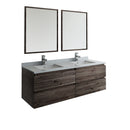 Fresca Formosa 60" Wall Hung Double Sink Modern Bathroom Vanity w/ Mirrors FVN31-3030ACA