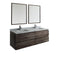 Fresca Formosa 60" Wall Hung Double Sink Modern Bathroom Vanity w/ Mirrors FVN31-3030ACA