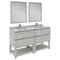 Fresca Formosa 60" Floor Standing Double Sink Modern Bathroom Vanity with Open Bottom and Mirrors in Ash FVN31-3030ASH-FS