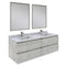 Fresca Formosa 60" Wall Hung Double Sink Modern Bathroom Vanity w/ Mirrors in Ash FVN31-3030ASH