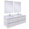 Fresca Formosa 60" Wall Hung Double Sink Modern Bathroom Vanity w/ Mirrors in Rustic White FVN31-3030RWH