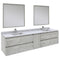Fresca Formosa 84" Wall Hung Double Sink Modern Bathroom Vanity with Mirrors in Ash FVN31-361236ASH